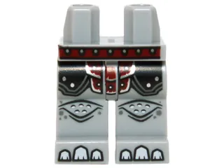 Hips and Legs with Dark Red Armor and Belt, Bare Knees and White Toenails Pattern