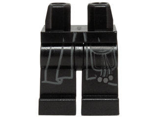 Hips and Legs with Dark Bluish Gray Robe Lines and Pouch with 3 Silver Round Beads Pattern