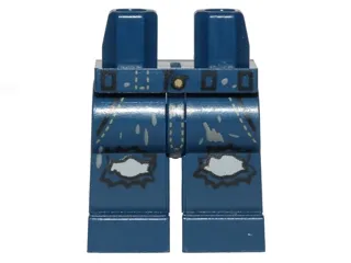 Hips and Legs with Tattered Knees and Light Bluish Gray Stitching Jeans Pattern