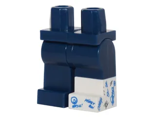 Hips and Legs with White Cast with Blue and Black Writing on Left Leg Pattern