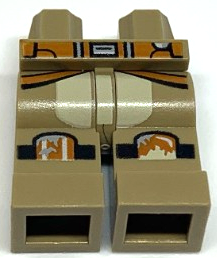 Hips and Legs with Dark Orange Belt and Black Knee Belts with Silver and Dark Orange Knee Pads Pattern (SW Sabine Wren)