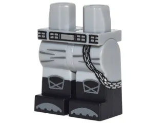Hips and Legs with Silver Belt and Chain, Knee Pads and Black Boots with Dark Bluish Gray Tips Pattern
