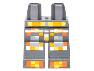 Hips and Legs with Pixelated Orange, Yellow and Silver Armor Pattern