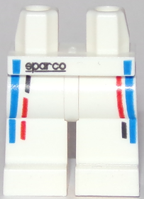 Hips and Legs with 'sparco' and Red, Blue and Black Dotted Lines Pattern