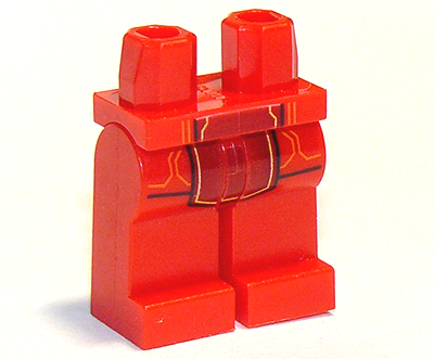 Hips and Legs with Orange / Yellow Circuitry, Dark Red Center Panel Pattern