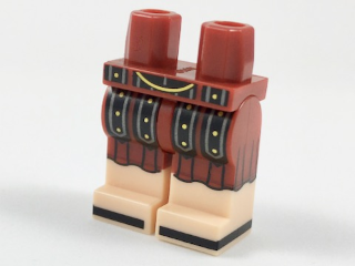 Hips and Legs with Tunic with Leather Straps with Gold Studs and Light Nougat Feet with Black Sandals Pattern