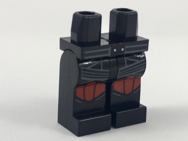 Hips and Legs with Dark Bluish Gray Leathers, Red Knee Pads Pattern