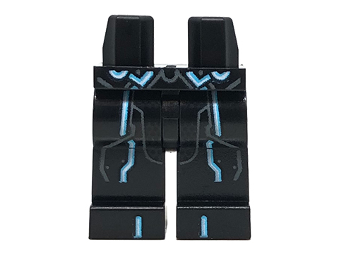 Hips and Legs with Vertical White and Blue Lines and Dark Bluish Gray Circuit Pattern