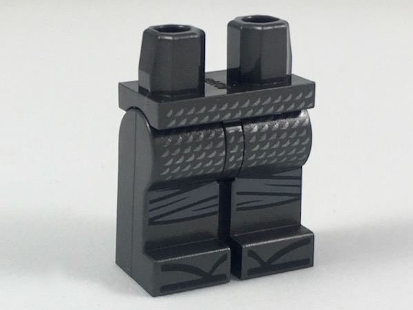 Hips and Legs with Tiny Silver Triangles, Light Bluish Gray Knee Wrappings, Black Zori Sandals Pattern