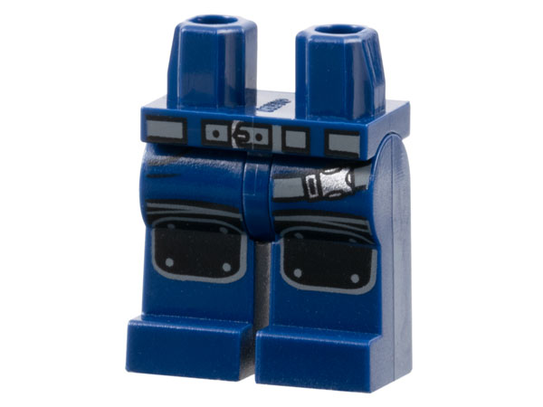 Hips and Legs with Dark Bluish Gray Belt and Strap with Silver Buckles, Black Knee Pads Pattern