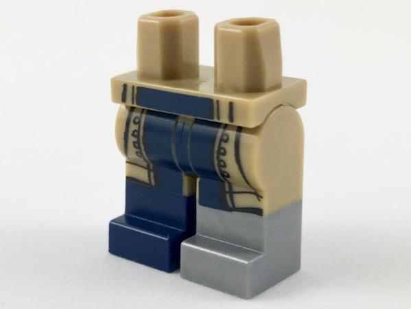 Hips and Legs with Flat Silver Boot on Left, Dark Blue Boot on Right, Dark Blue Legs behind Long Coattails Pattern