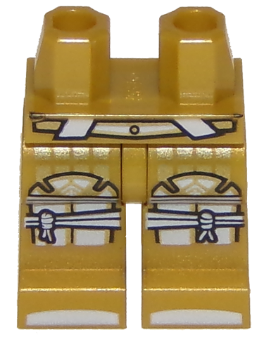 Hips and Legs with White and Gold Belt, Knee Armor Tied, and Sandals Pattern