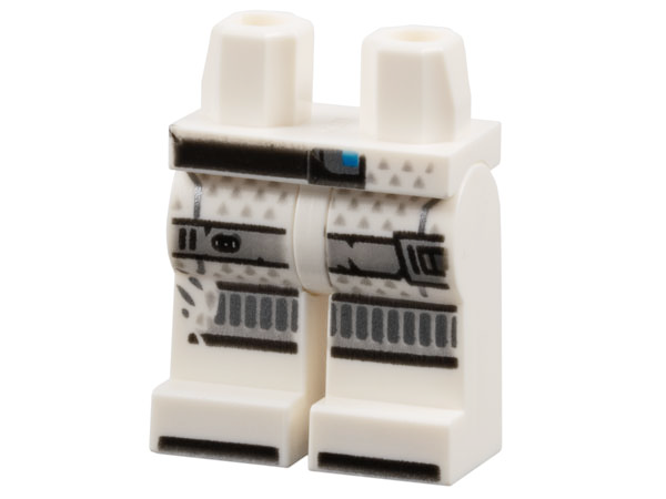 Hips and Legs with Black Belt and Shoe Tips, Light Bluish Gray Thigh Straps with Buckle, Knee Armor, and Damaged Right Leg Pattern