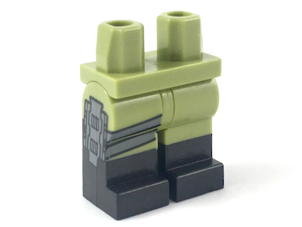 Hips and Legs with Molded Black Lower Legs / Boots and Printed Dark Bluish Gray Holster on Right Leg Pattern