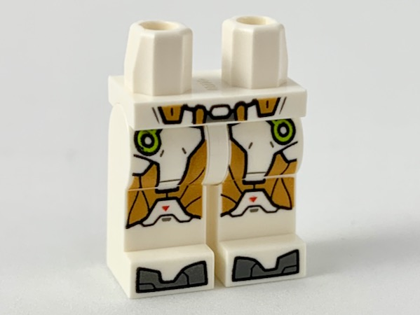 Hips and Legs with Lime Circles, Medium Nougat Armor Plates, Dark Bluish Gray Toe Armor Plates Pattern