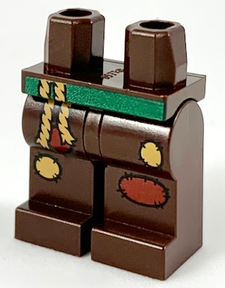 Hips and Legs with Green Belt, Medium Nougat Ropes and Patches, Dark Red Patches Pattern
