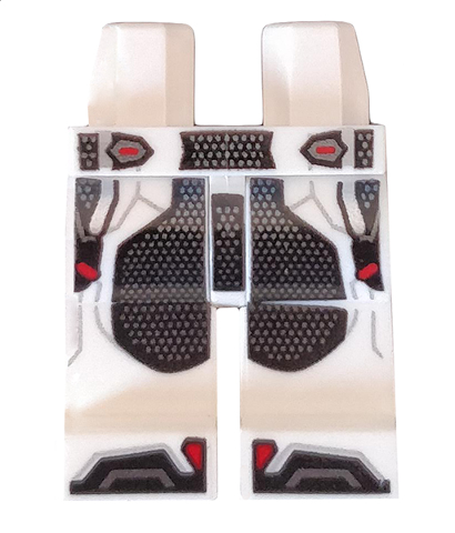 Hips and Legs with Black Armor with Silver Dots and Red Trim Pattern