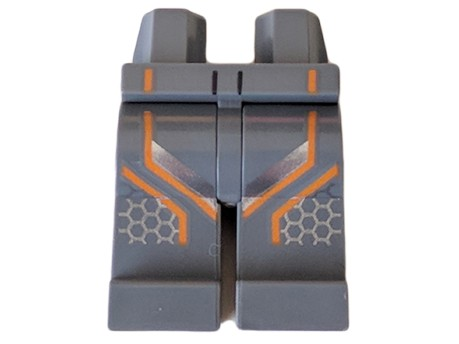 Hips and Legs with Racing Suit, Orange and Silver Stripes Pattern