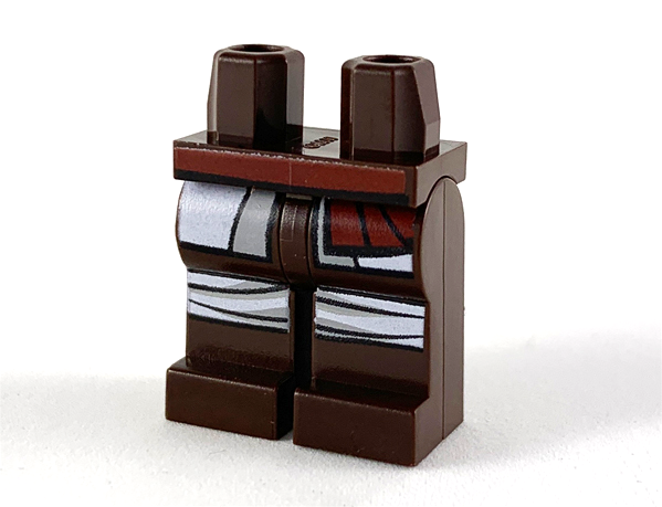 Hips and Legs with Dark Red Sash, White and Light Bluish Gray Tunic Tail and Knee Wrappings Pattern