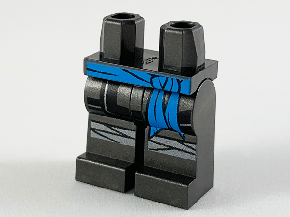 Hips and Legs with Dark Azure Sash, Black Tunic Hem and Silver Knee Wrappings Pattern