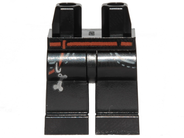 Hips and Legs with Reddish Brown Belt, Pockets with Dark Bluish Gray Stitching, Silver Dog Bone Key Chain Pattern