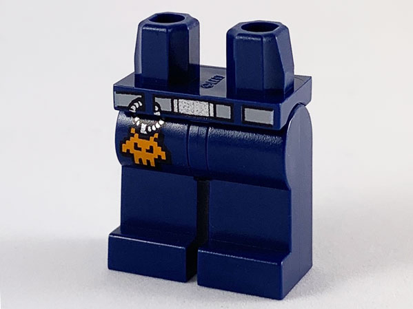 Hips and Legs with Light Bluish Gray Belt, Silver Buckle and Orange Pixelated Alien Head Key Chain Pattern