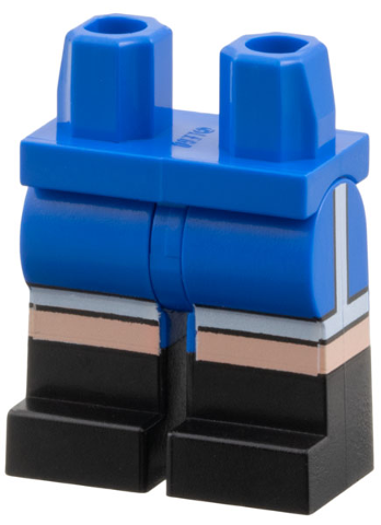 Hips and Legs with Molded Black Lower Legs / Boots and Printed Light Nougat Knees and White Stripes on Shorts Pattern