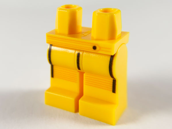 Hips and Legs with Orange Lines on Belt and Knees, 3 Black Vertical Stripes Pattern