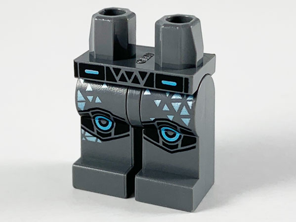 Hips and Legs with Black Belt and Knee Pads, Metallic Light Blue Triangles Pattern