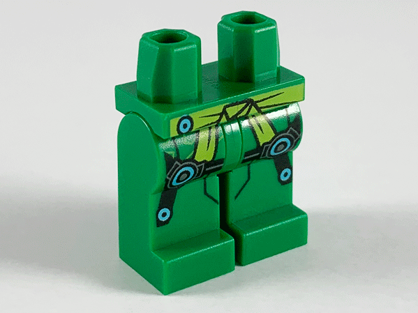 Hips and Legs with Lime Tied Sash, Black Knee Straps with Medium Azure Circles Pattern