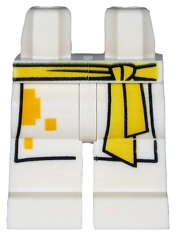 Hips and Legs with Yellow Sash and White Apron with Bright Light Orange Spots Pattern