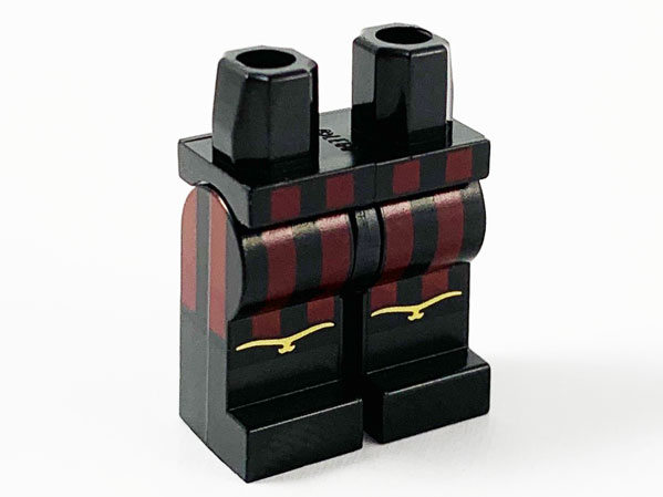 Hips and Legs with 4 Dark Red Vertical Stripes and Gold Trim at Knees Pattern