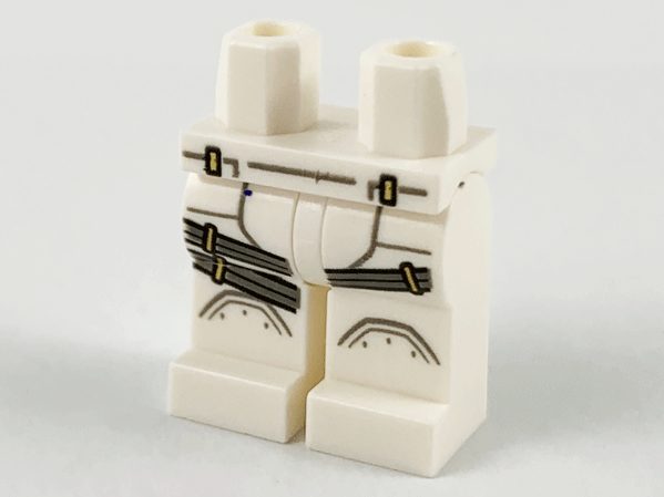 Hips and Legs with Dark Bluish Gray Armor, Knee Pads and 3 Belts with Silver Buckles Pattern