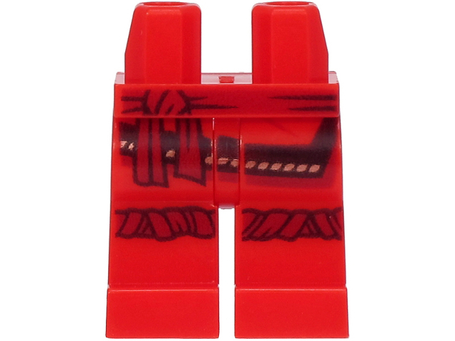 Hips and Legs with Black and Gold Tunic Hem and Dark Red Sash and Knee Wrappings Pattern