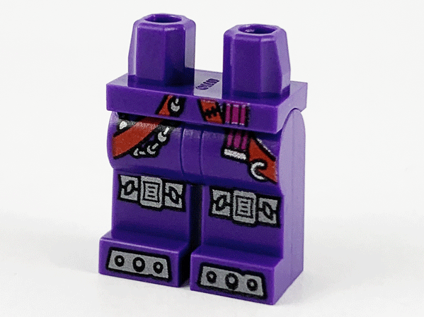 Hips and Legs with Red Straps, Silver Chain, Magenta Belt End and Pearl Dark Gray Armor on Knees and Toes Pattern