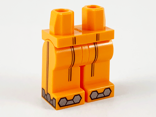 Hips and Legs with Black Double Stripe on Front and Sides of Legs, Silver Hexagons and Trapezoids on Front and Sides of Feed Pattern