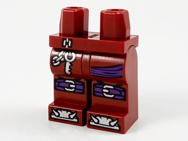 Hips and Legs with Silver Chain, Key, Dark Purple Wrappings and Silver Toes with White Barbs Pattern