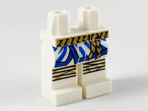 Hips and Legs with Dark Tan Rope Belt, Blue Stripes and Tan Knee Wrappings Pattern