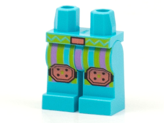 Hips and Legs with Lime and Medium Lavender Vertical Stripes, Coral Belt Buckle and Knee Pads Pattern