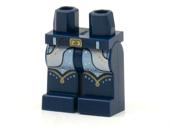 Hips and Legs with Gold Buckle and Trim and White Chaps with Bright Light Blue Thighs Pattern