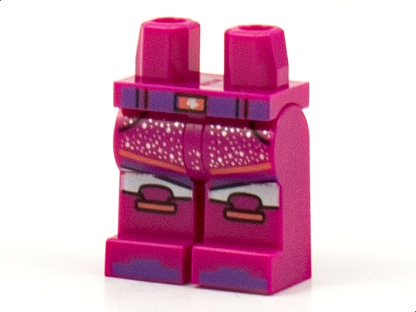 Hips and Legs with Dark Purple Belt, Coral Buckle and Trim, Knee Pads and Silver Speckles Pattern