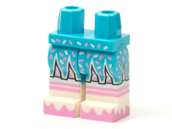 Hips and Legs with Molded White Lower Legs / Boots and Printed Bright Pink Stripes, Wavy Soles, and Sprinkles on Skirt Pattern