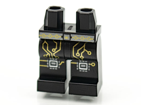 Hips and Legs with Gold and Dark Silver Belt and Circuitry Knee Pads Pattern