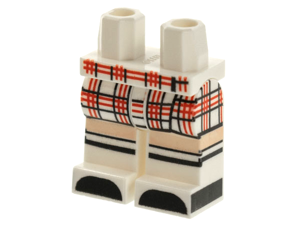 Hips and Legs with Plaid Skirt, Light Nougat Knees, Black Shoes and Sock Stripes Pattern