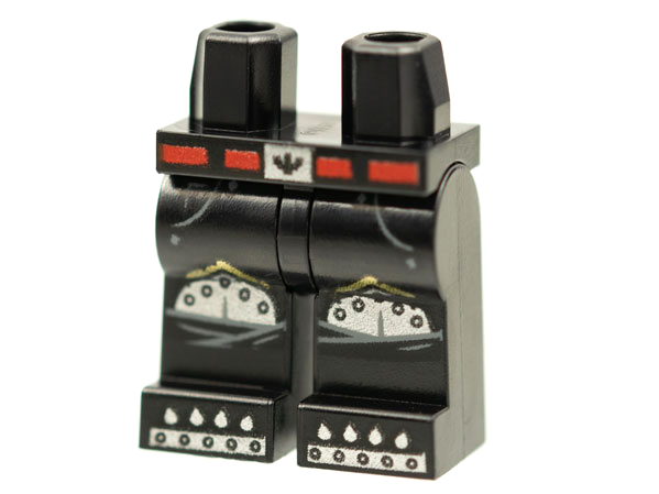 Hips and Legs with Red Belt, Bat Buckle, Silver Knee Armor and Toes with Spikes Pattern