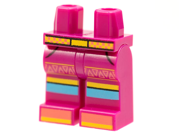 Hips and Legs with Yellow and Coral Checkered Belt, Coral Triangles, Yellow and Medium Azure Stripes Pattern