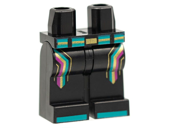 Hips and Legs with Dark Turquoise and Gold Belt, Magenta, Gold, and Dark Turquoise Stripes, Dark Turquoise Toes Pattern