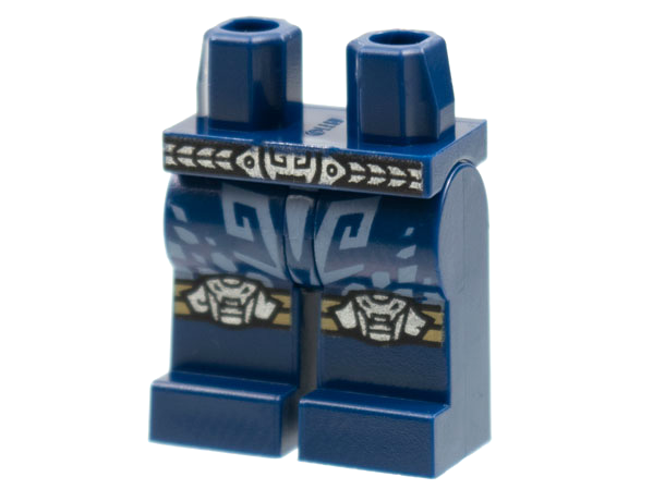 Hips and Legs with Black Belt with Silver Trim and Snake Buckle, Sand Blue Filigree, Snake Head Knee Pads Pattern