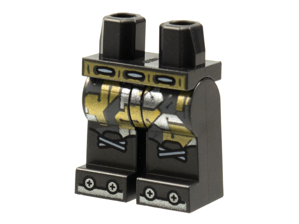 Hips and Legs with Gold Belt, Gold and Dark Bluish Gray Checkered Coattails, Phillips Screws on Toes Pattern