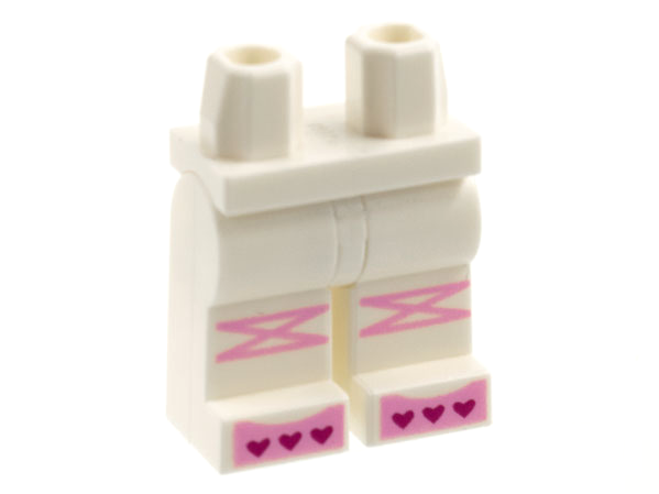 Hips and Legs with Bright Pink Knee Wrappings and Toes, Magenta Hearts on Toes Pattern